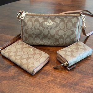 Coach Purse Set including purse, wristlet and card holder.